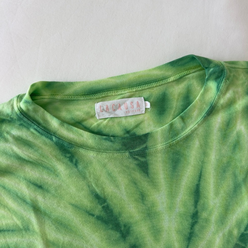 LACUSA Uniform Green Spiral Tie Dye Short Sleeve T-Shirt Mens Small - Picture 2 of 5